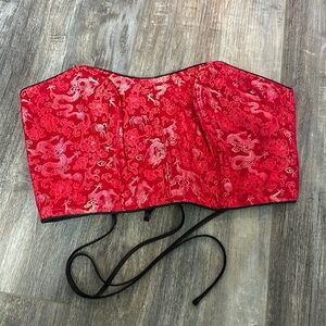 Victoria’s Secret Red Asian Inspired Dragon Print Corset